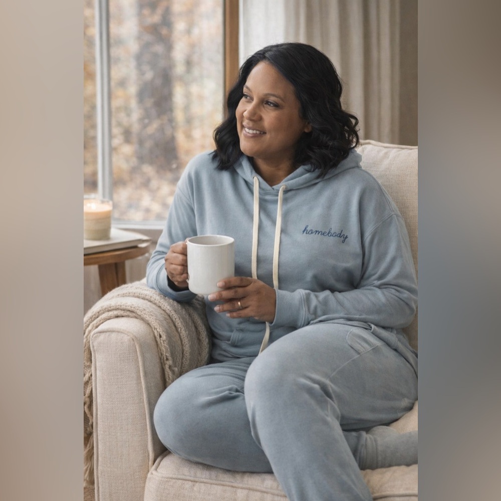 Magnolia Joanna Gaines Homebody Lounge Set Blue Hoodie Joggers Cozy Set Sz Large